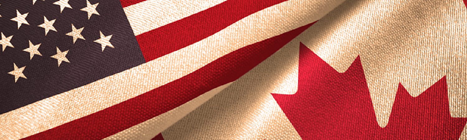 Canadian and American flags